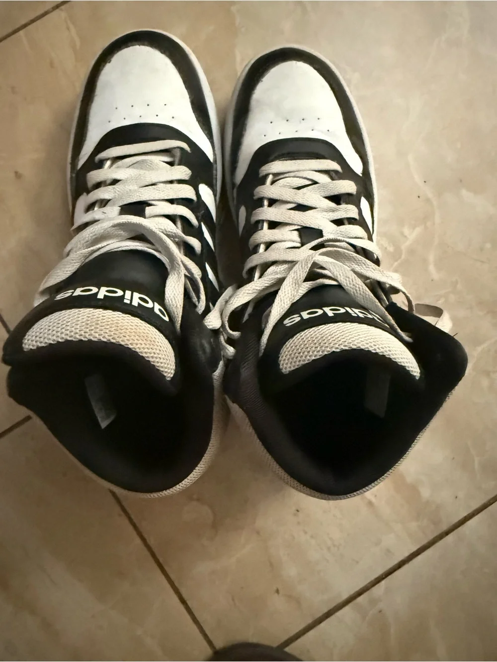 Adidas boy’s Black & White High-Top Sneakers